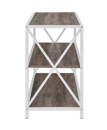Walker Edison Gray Wash/White Metal X-Frame Industrial Wood Bookshelf